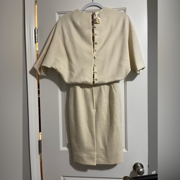 Vintage 60s union made ivory button back dress XS/S - Picture 7 of 16